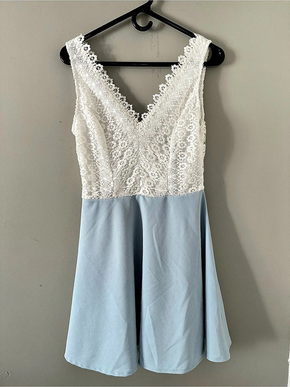 B. Smart Lace Bodice Mini Dress Blue & White Like New